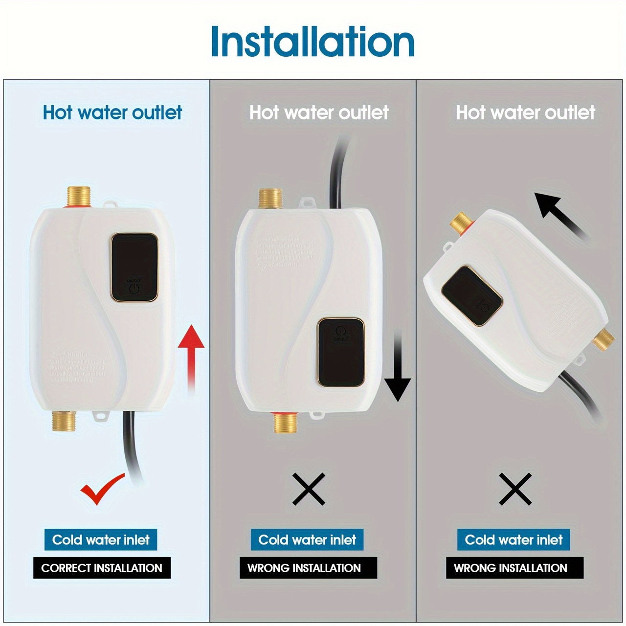 3000W Tankless Electric Hot Water Heater with LED Display - Instant & Consistent Water Heating for Kitchens, Bathrooms & Sinks, 110V, Easy Installation, Stainless Steel Construction