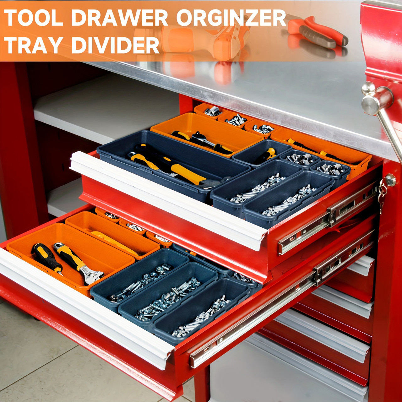 60pcs Set Plastic Tool Drawer Organizer Trays With 36 Compartments, Stackable Storage For Tools & Parts, Versatile Design Black