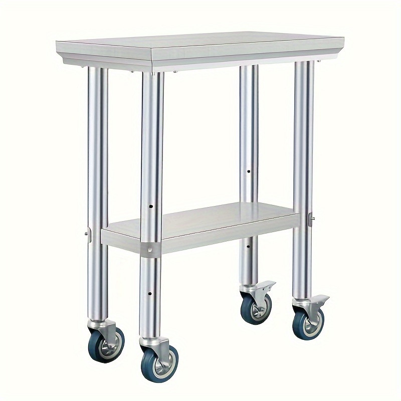 Stainless Steel Prep Table Heavy Duty 241232 Inch Stainless Steel Prep Table With 4 Casters - Commercial Kitchen Restaurant Business Food Worktable
