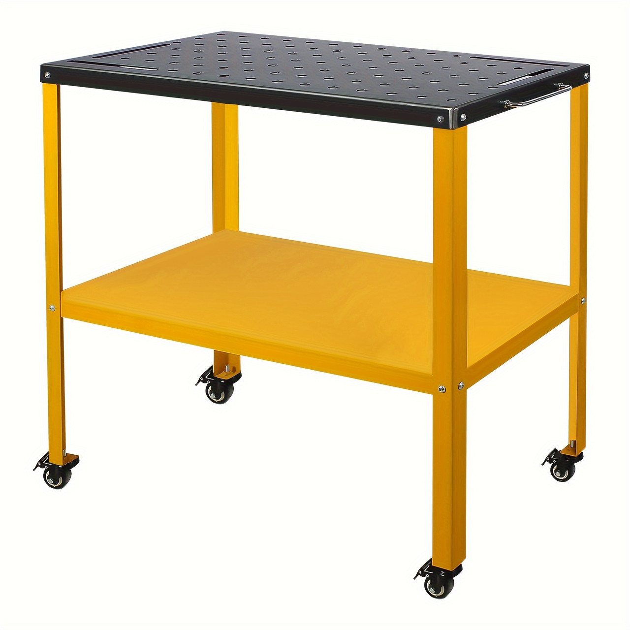 Table Welding Cart 36"Ã—18", 1200lbs Load Capacity Industrial Workbench With 5/8" Holes Fixture Table With Wheels Yellow