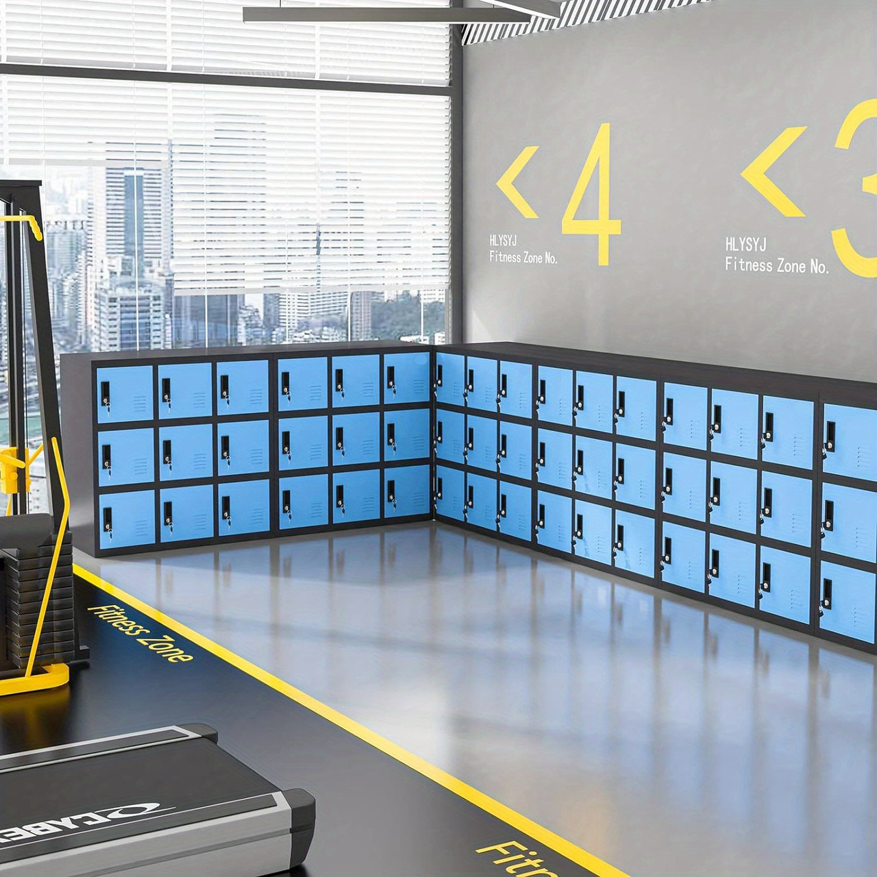 9 Door Storage Locker for Employee, Metal Locker for Office, Gym, School, Lockable Black Steel Locker with Lock and Card Slot for Home, Garage Color Blue