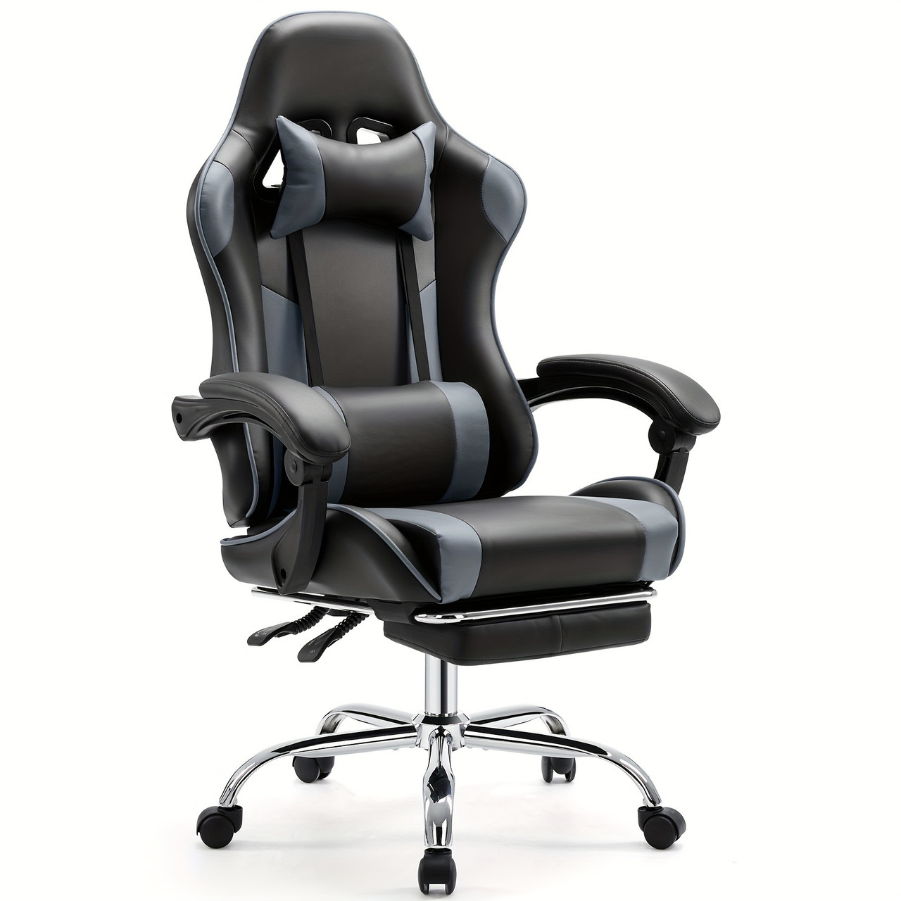Ultimate Gaming Throne - Ergonomic Computer Chair with Footrest, Lumbar Support, Height Adjustment, 360Â° Swivel, Headrest, and Breathable Mesh for Long-Lasting Comfort and Productivity in Office or Gaming Sessions Gray Color