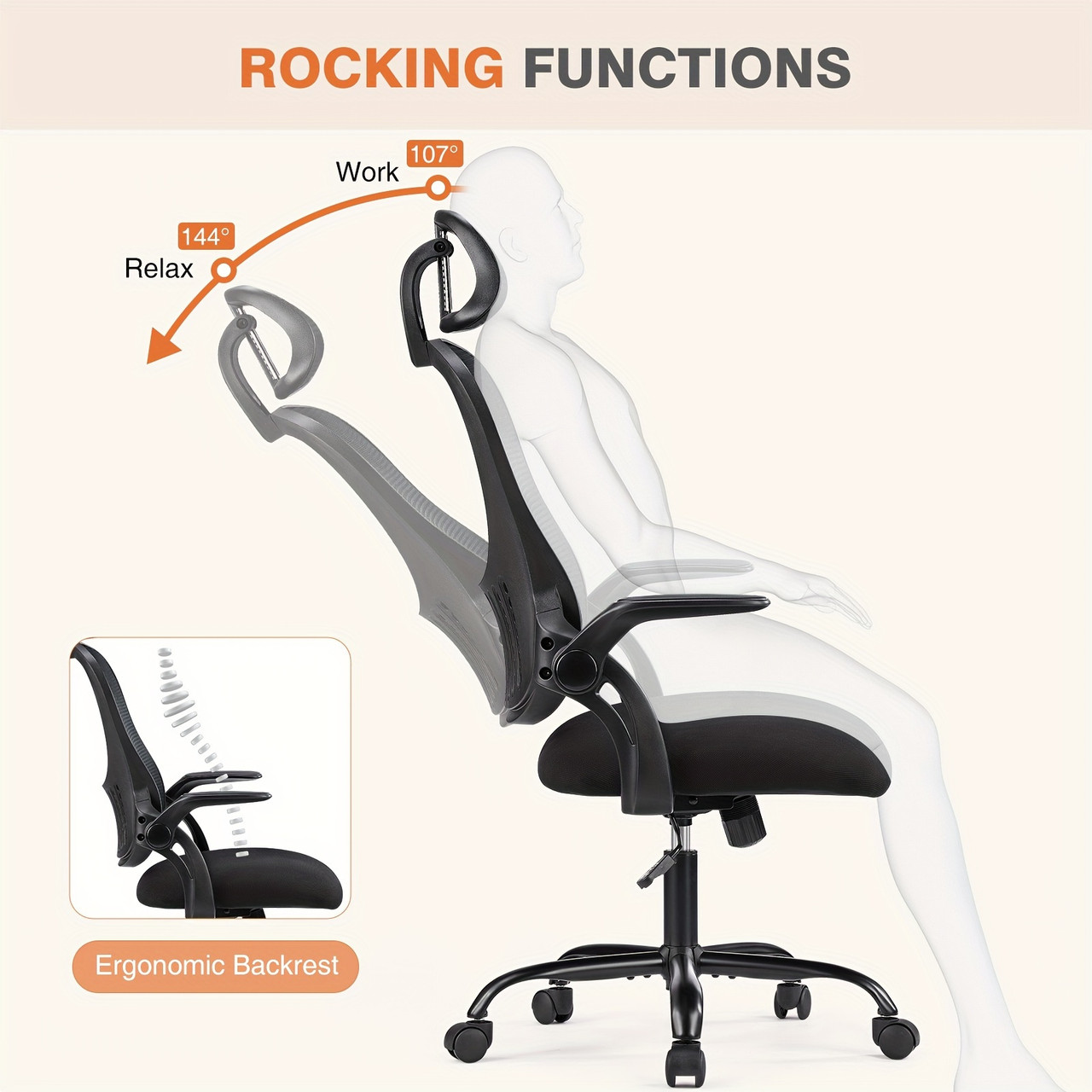 Ergonomic High Back Mesh Chair with Adjustable Headrest, Flip-up Armrests And Lumbar Support-Stainless Steel Frame, Comfortable Padded Seat On 5 Wheels for Easy Mobility-Ideal for Lab Workers Gray Color