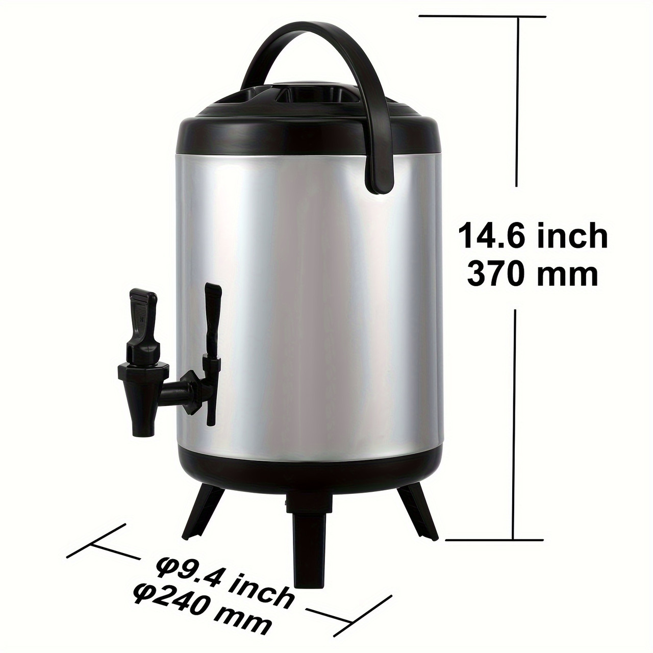 Stainless Steel Insulated Beverage Dispenser, 1.5 Gallon 6 Liter, Thermal Hot and Cold Drink Server Dispenser with Spigot Handle, Food-grade for Hot Tea Coffee Water Restaurant Drink Shop