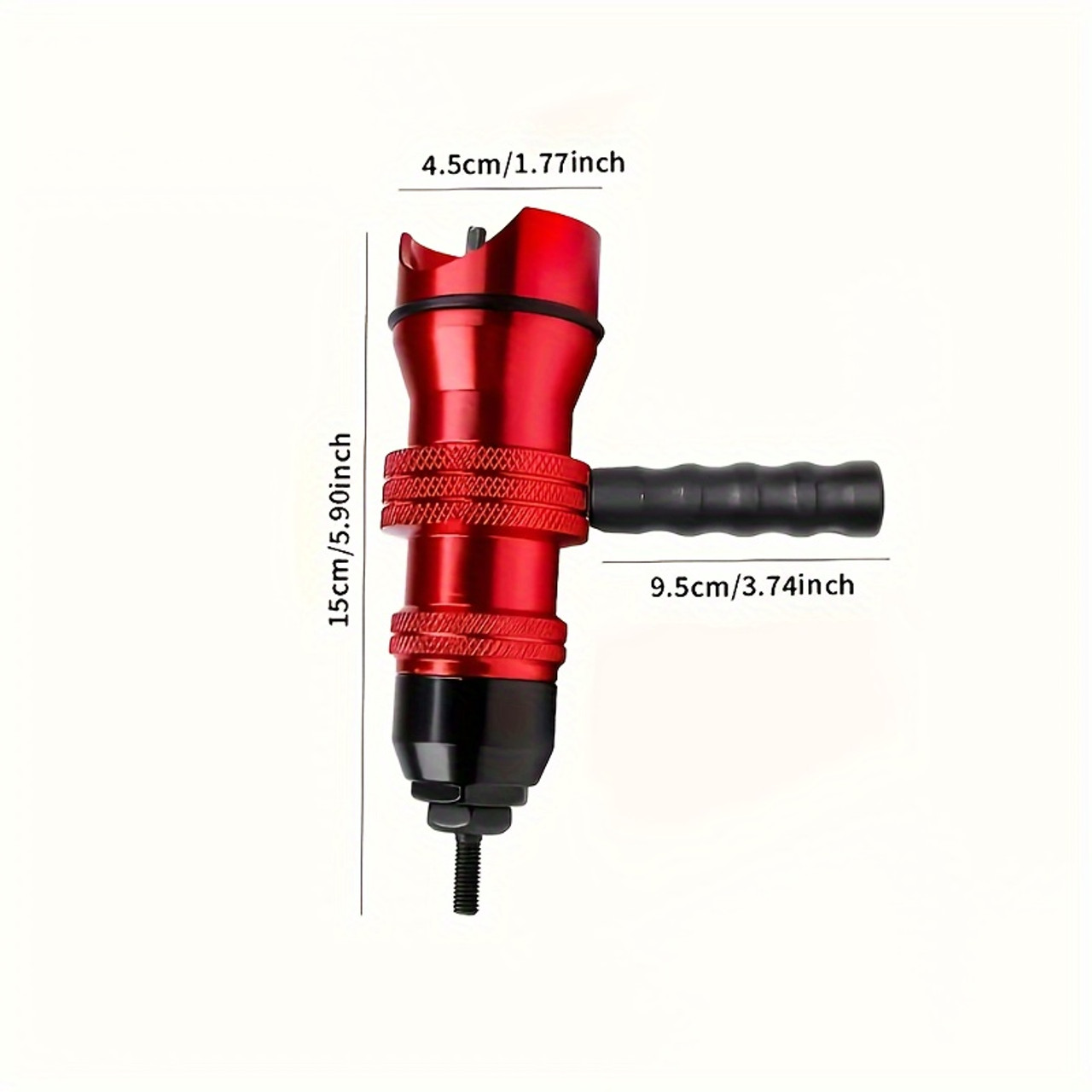 1 Set Red Manual and Pneumatic Nut Gun Tool Kit, Metal Rivet Gun with Clutch, Electric Air Driven Aluminum Rivet Gun Conversion Head, M3-M10 Sizes, No Battery Required