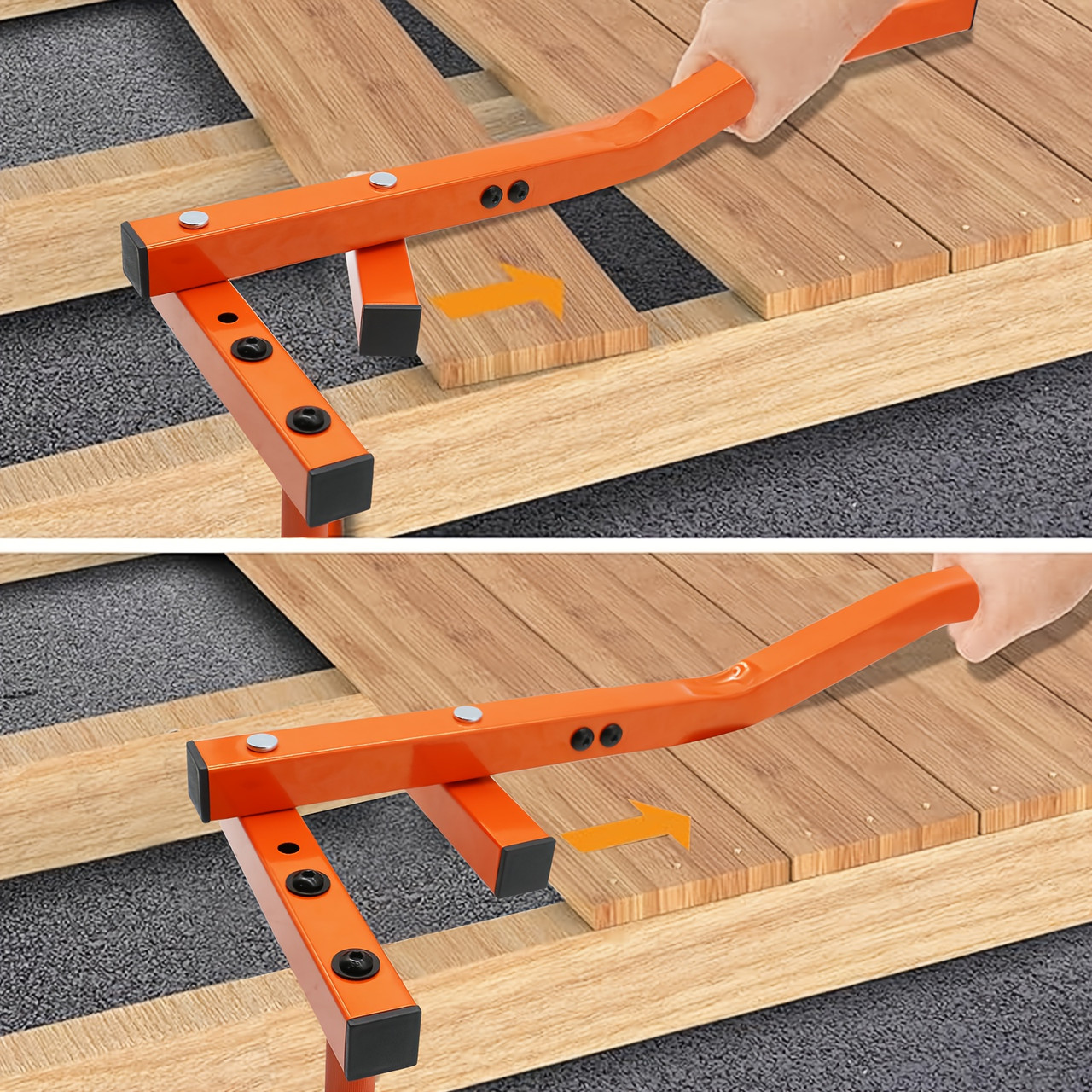 Heavy-Duty Steel Deck Straightener Tool, Adjustable for Straightening and Bending Boards, Deck Leveler with Tightening Gaps, Universal for Wooden Decking - Vibrant Orange, Manual Tool, No Battery Required