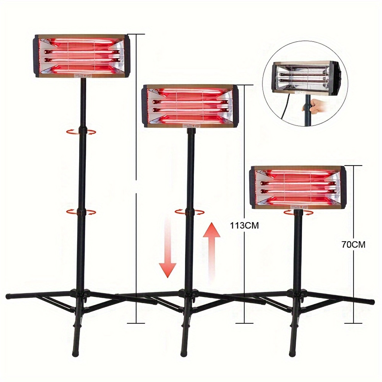 2000W Infrared Paint Curing Lamp Shortwave Infrared Paint Baking Lamp Car Body Repair Tools Paint Dryer With Bracket 110V-US