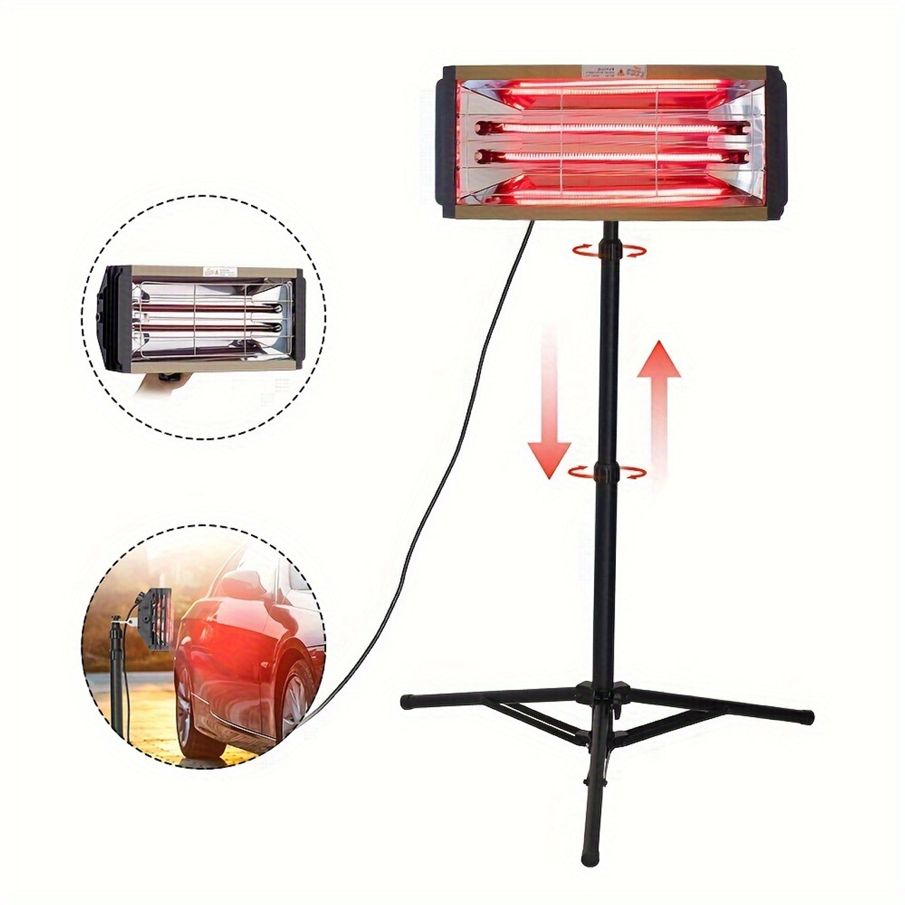 2000W Infrared Paint Curing Lamp Shortwave Infrared Paint Baking Lamp Car Body Repair Tools Paint Dryer With Bracket 110V-US