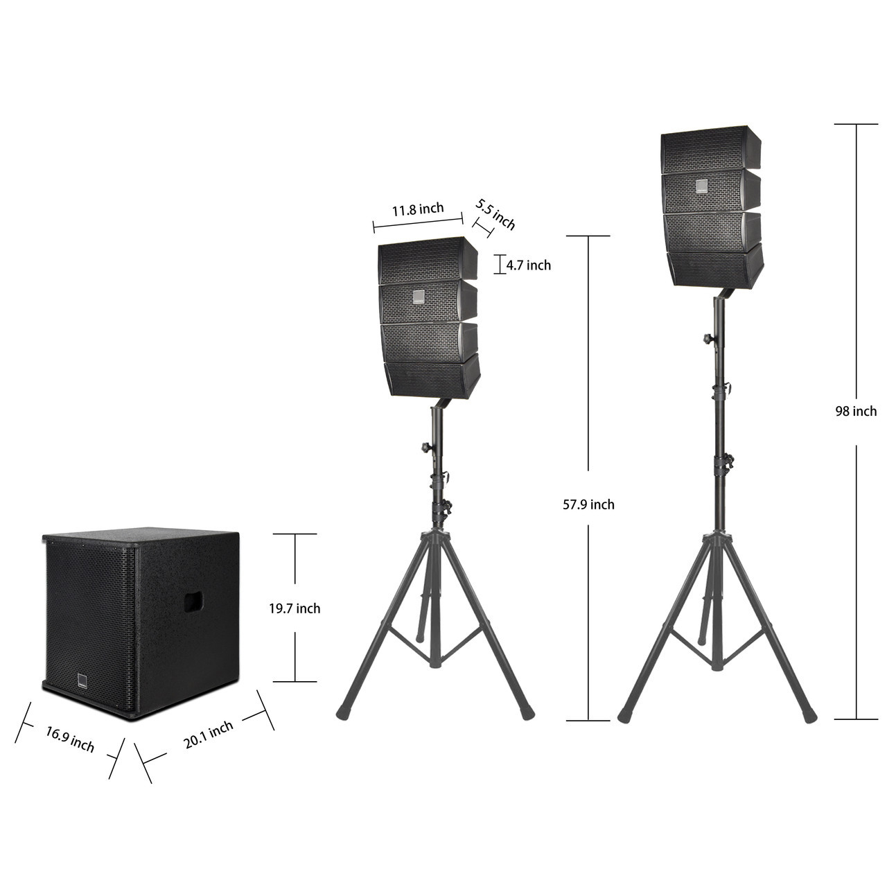 4000W P.M.P.O 15-inch 2.1 CHANNEL DJ/Powered PA Speaker System Combo Set 6x4-inch Line Array Speakers And 1x15-inch Subwoofers With Wireless/USB Drive Read/SD Card/Remote Control