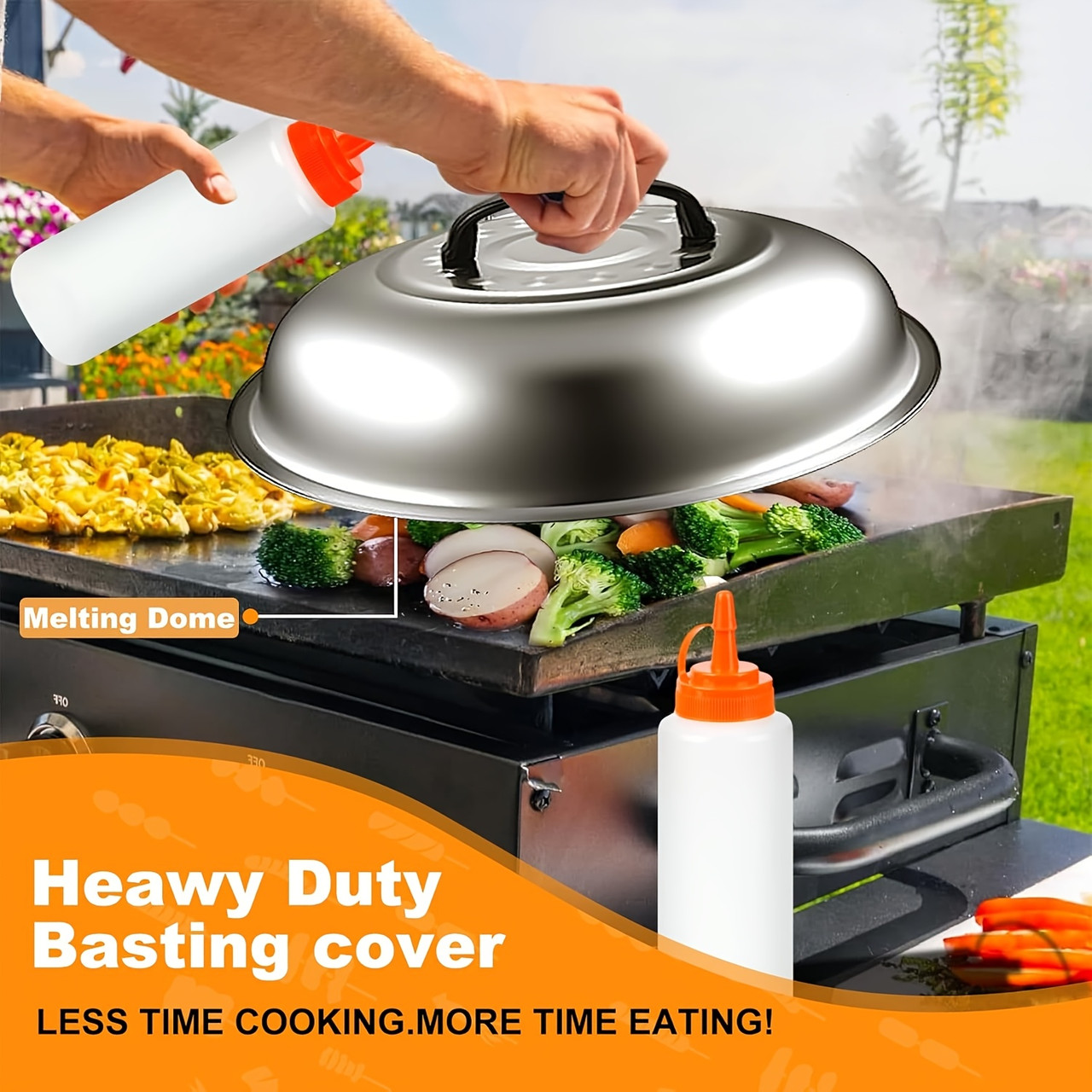 18pcs Flat Top Grill Accessories Set, Stainless Steel, with Spatula Set, Baking Cover, for Blackstone, Camp Chef, Outdoor Cooking