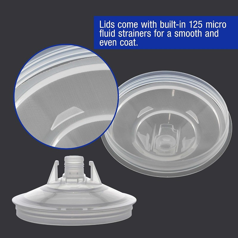 Disposable Spray Gun Cup Liner and Lid System, 40pcs Set Standard SizeÂ  - 40 Cup Liners, 40 Filtered Lids, 1 Hard Cup with Retention Ring, 10 Plugs 27 Ounce Cup Kit
