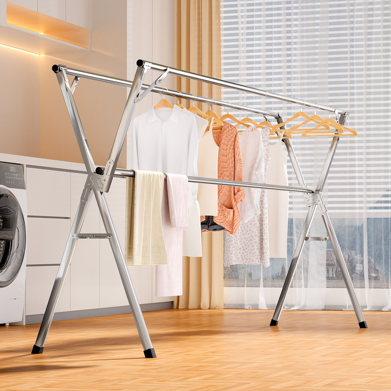 Clothes Drying Rack 78.7 Inches Folding Outdoor Indoor, Drying Rack Clothing Collapsible, Foldable Laundry Drying Rack, Heavy Duty Stainless Steel Clothesline, Drying Racks Clothes Drying Rack 78.7 Inches Folding Outdoor Indoor, Drying Rack Clothing Collapsible, Foldable Laundry Drying Rack, Heavy Duty Stainless Steel Clothesline, Drying Racks