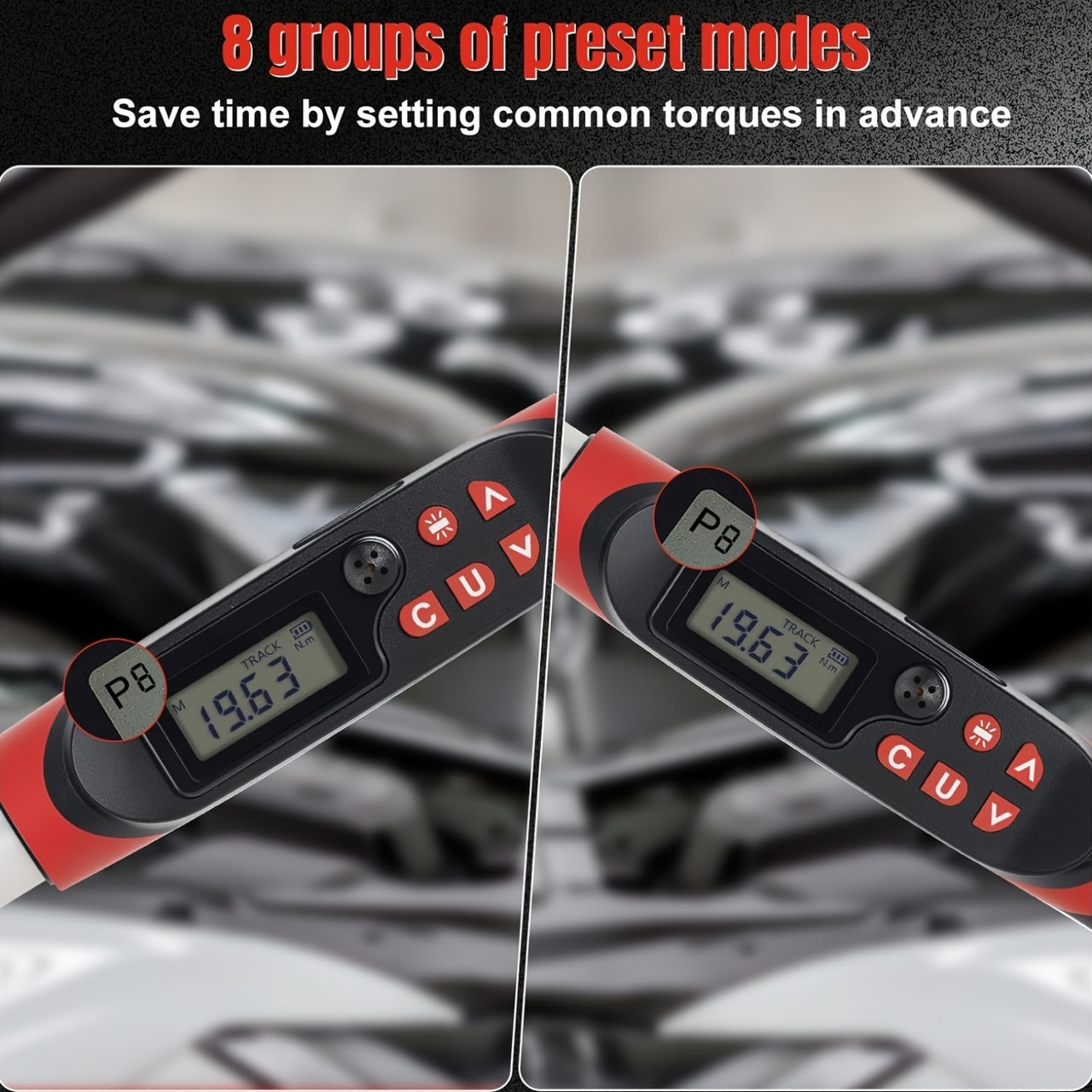 3/8-inch Drive Digital Torque Spanner 5.02-99.57 Ft-lb (6.8-135 Nm) Electric Torque Spanner With Buzzer And LED, Preset And Stored Data For Bike/motorcycle/auto Repairs, Accuracy 2, CR-V Steel.