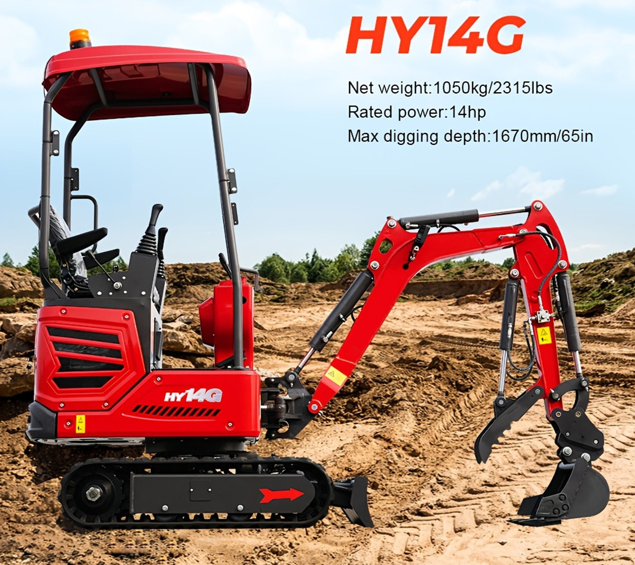 Engine 1.6 Tons Hydraulic Mini Excavator -  High Quality New Crawler Agricultural With Pilot Operation Model HY14G