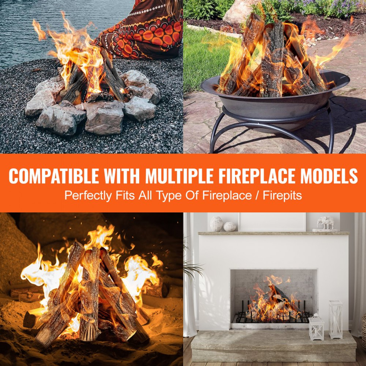 10 Pcs Gas Fireplace Logs, Large Ceramic Logs for Fireplace Decorative, Heat-Resistant Wood Log Gas Realistic Logs, Stackable Wood Branches for Gas Fireplace, Firebowl Indoor or Outdoor