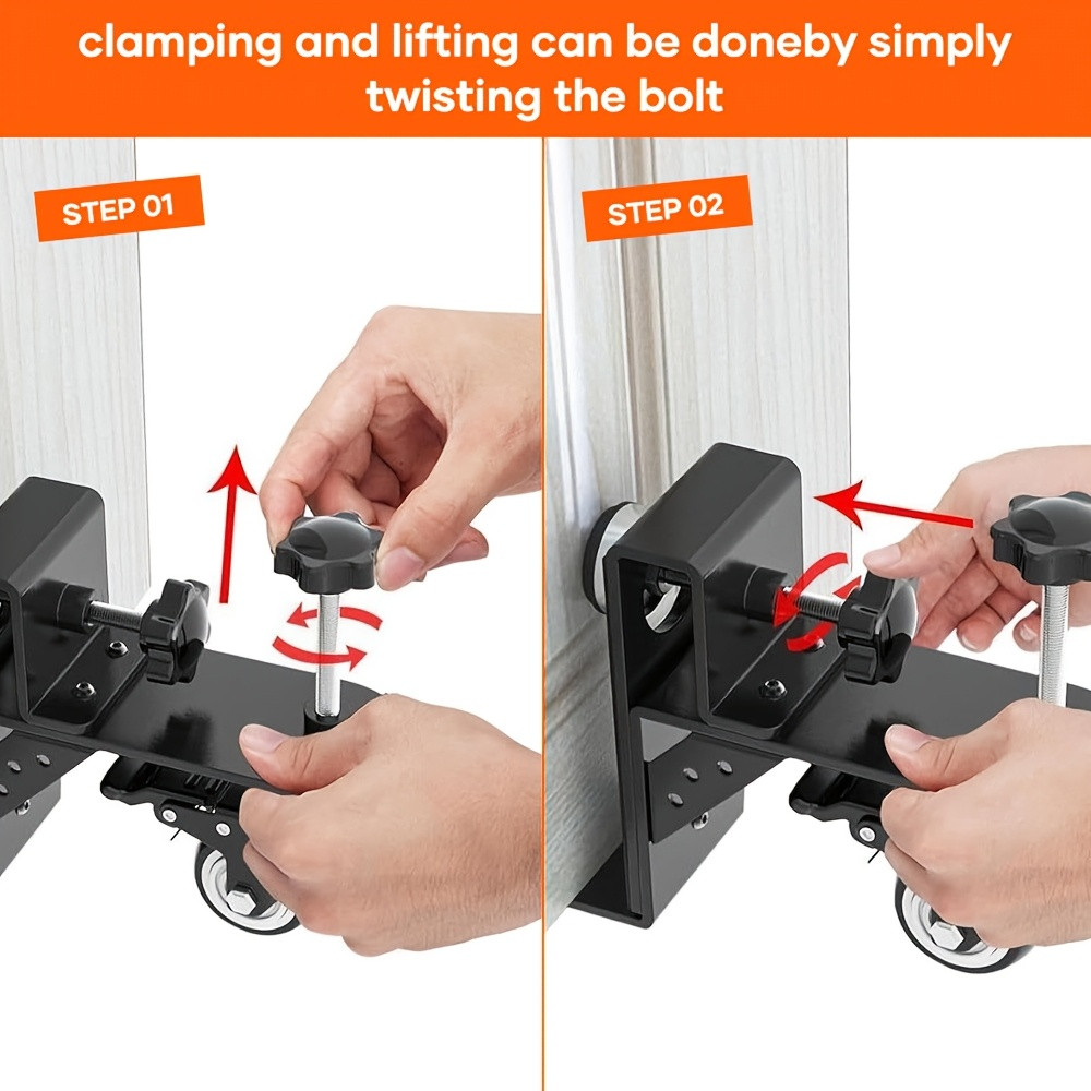 2PCS Heavy-Duty Door Installation Kit â€“ Adjustable Steel Door Moving Tool with 360Â° Rotating Casters & Brakes, Hands-Free Design for Easy Single-Person Installation, Fits Various Doors