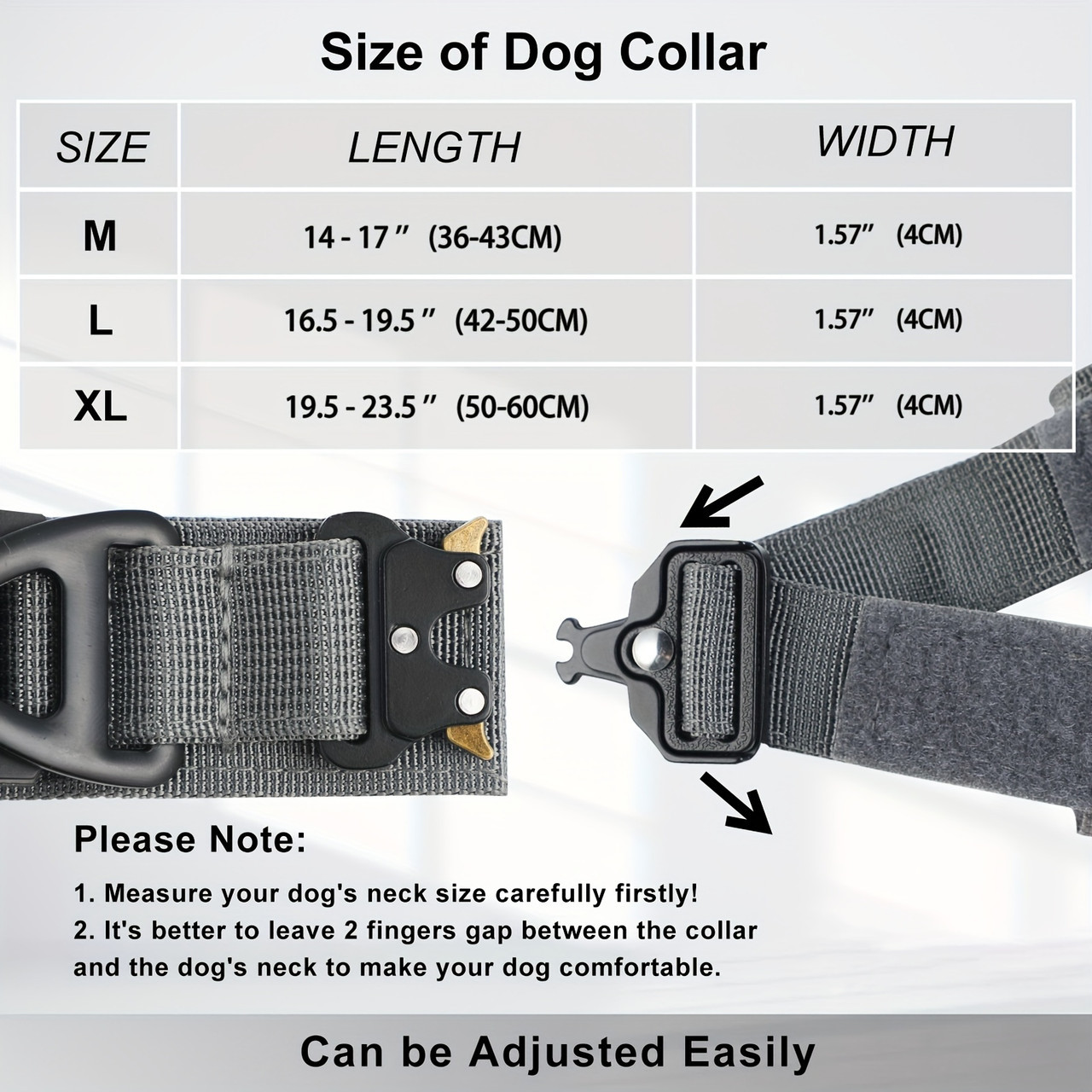 Medium To Large Dogs Soft Nylon Tactical Dog Collar For AirTag, Heavy Duty, Compatible With AirTag Retainer Black