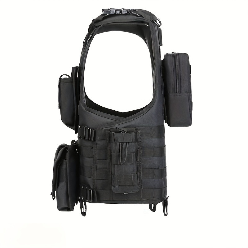 Tactical Survival Vest - Lightweight Adjustable MOLLE Vest, Durable Polyester for Camping, Hunting, Fishing, Outdoor Training & Adventure - Black