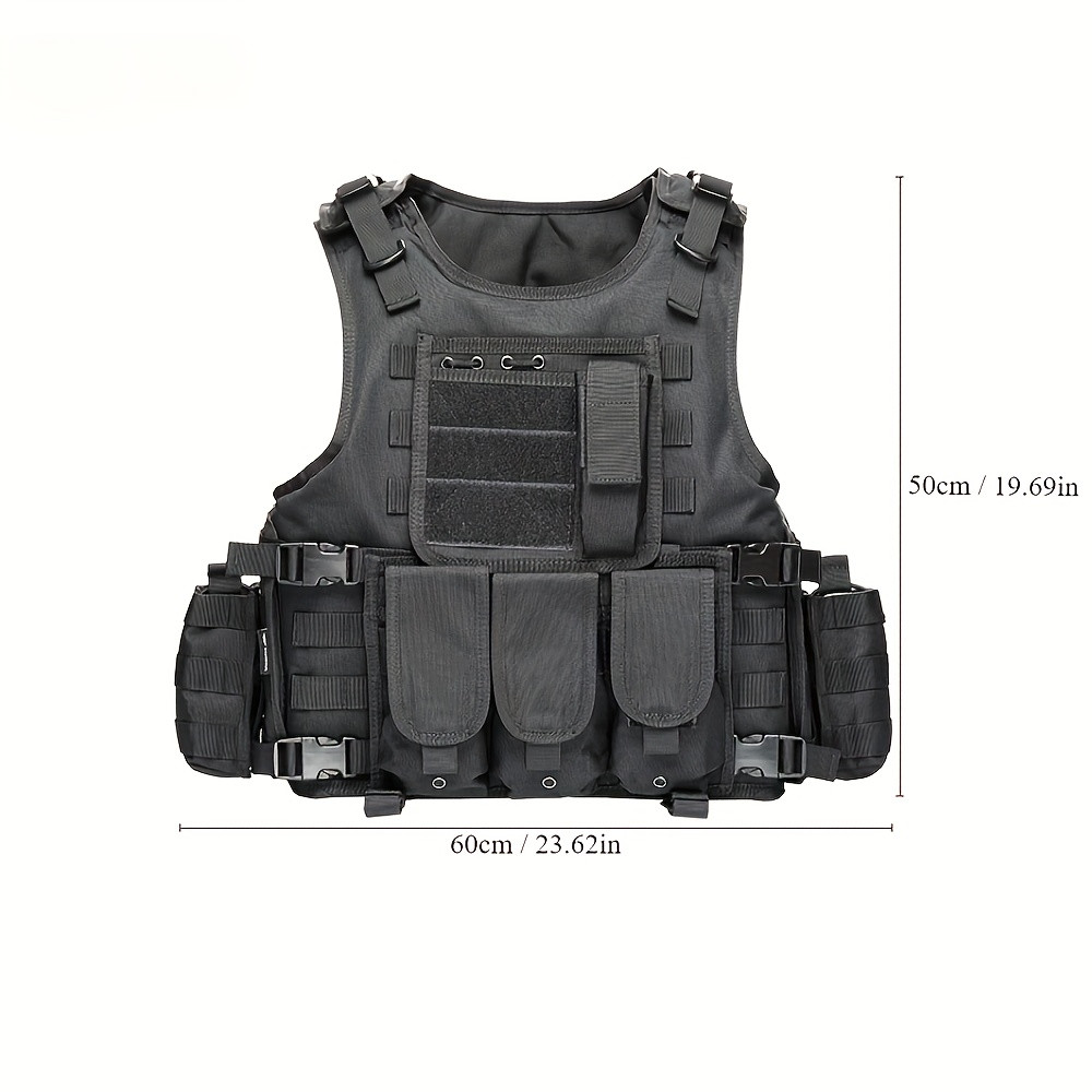 Tactical Survival Vest - Lightweight Adjustable MOLLE Vest, Durable Polyester for Camping, Hunting, Fishing, Outdoor Training & Adventure - Black