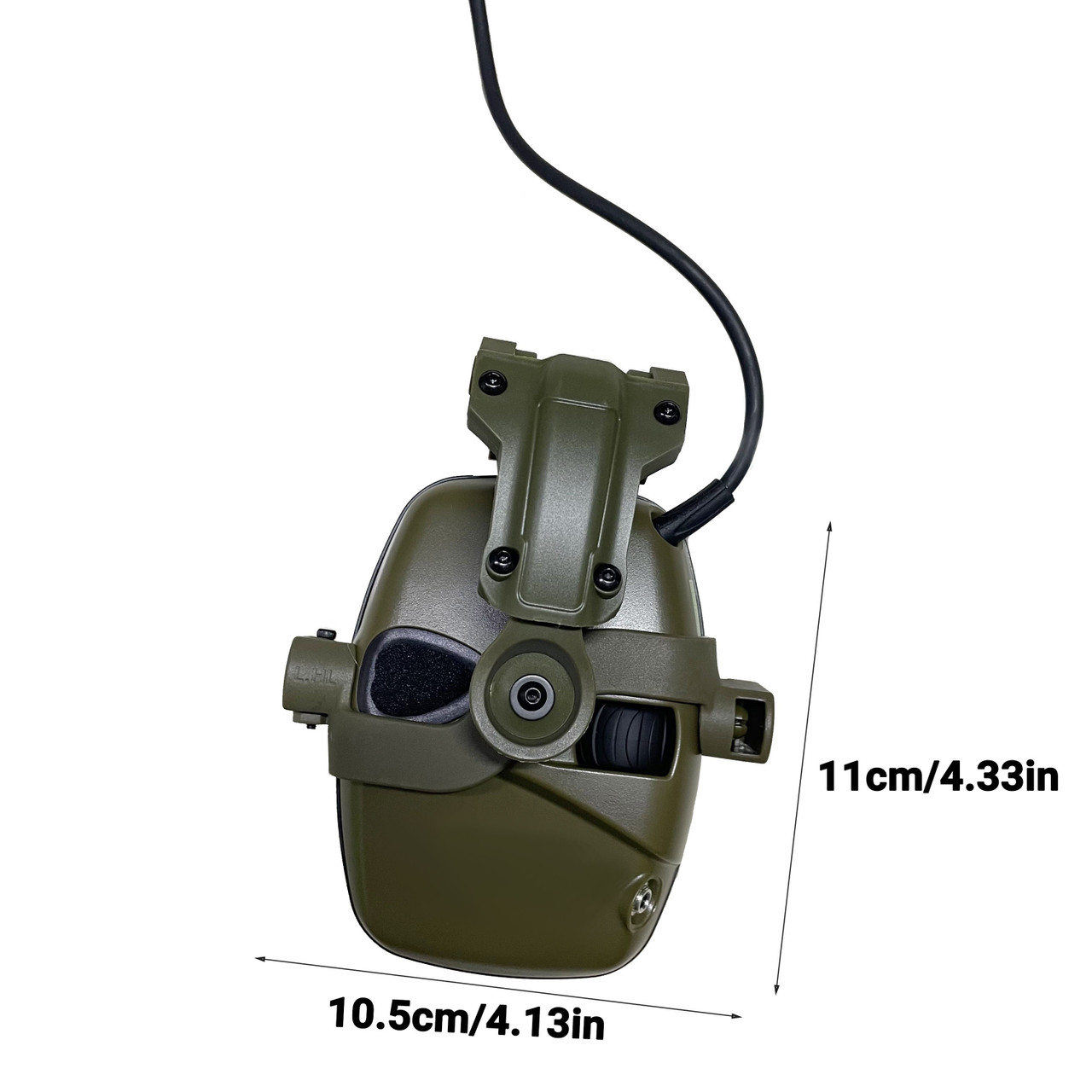 Tactical Shooting Earmuffs, Helmet Mounted, Electronic Sound Pickup, Active Noise Reduction, Hearing Protection, No Battery Required Green
