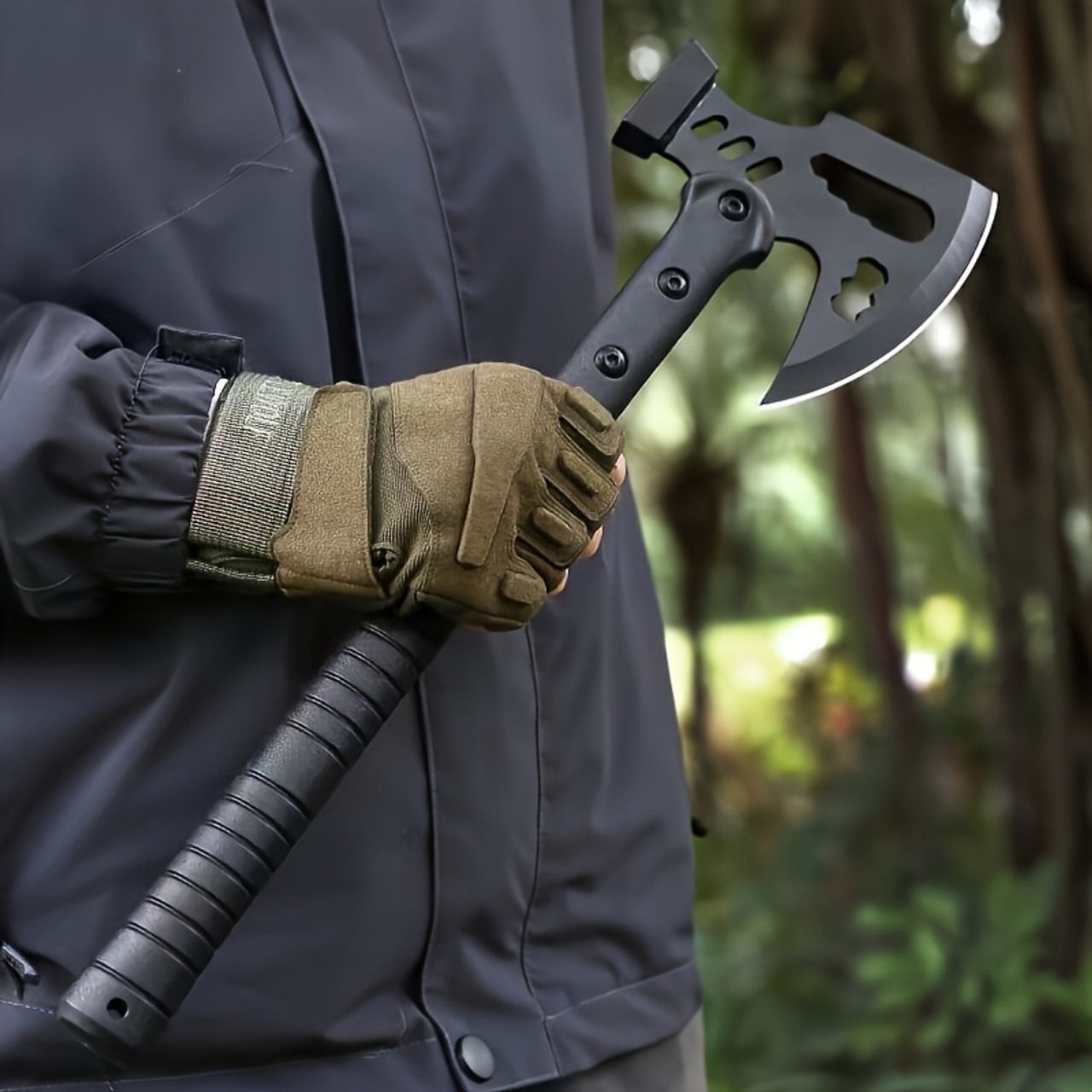 Portable Multi-Functional Camping Axe  Suitable for Outdoor Camping and Daily Tasks - Steel Material Black