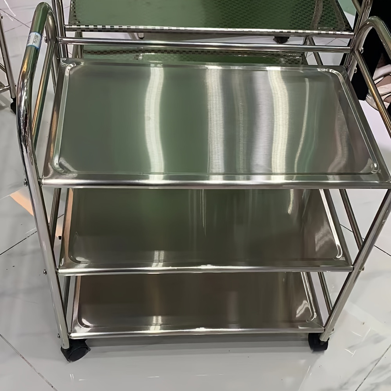 3-Tier Stainless Steel Rolling Cart with Wheels - Versatile Kitchen & Dining Storage Rack, Microwave & Oven Shelf, Perfect for Home, Outdoor Parties, Hotels & Restaurants