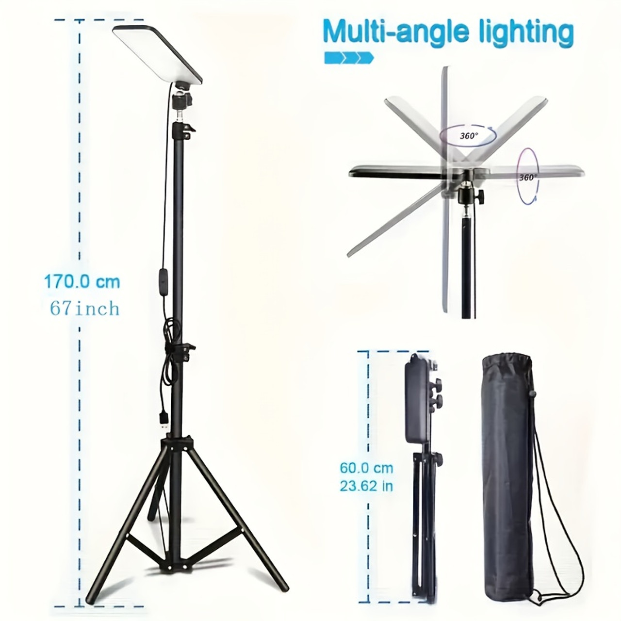 LED Camping Lantern with Tripod Stand, USB Powered 5V 2A Compact & Lightweight for Camping, BBQ, Night Fishing & Outdoor Activities | Matte Finish | Camping Accessories Black