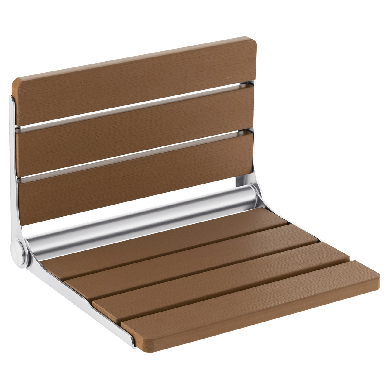 Folding Shower Bench, Space-saving Fold up Shower Seat for Inside Shower, HIPS Wall-mounted Shower Stool Shoe Bench for Seniors, Pregnant, Disabled, Brown