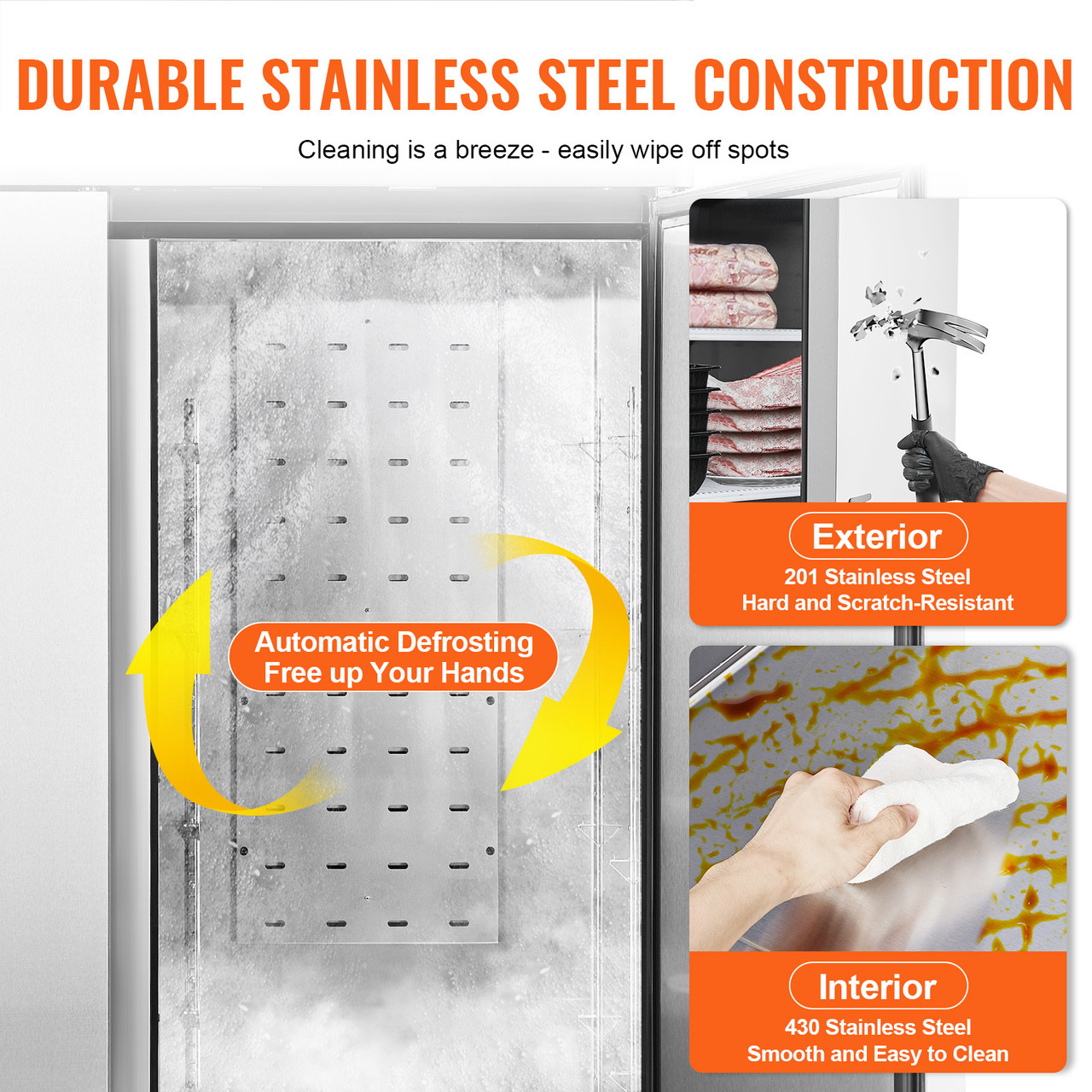 Commercial Freezer 60.42 Cu.ft, Reach In 82.5" W Upright Freezer 3 Doors, Auto-Defrost Stainless Steel Reach-in Freezer with 12 Adjustable Shelves, -13 to 5â„‰ Temp Control, LED Lighting, 4 Wheels
