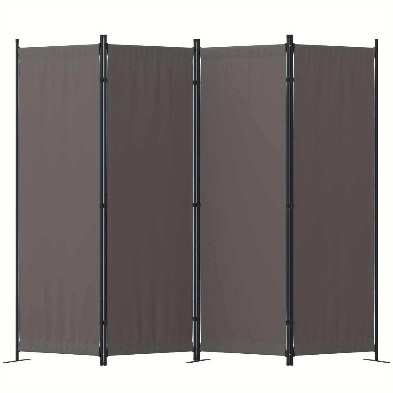 4-Panel Black Privacy Screen - Modern Folding Room Divider with Sturdy Metal Frame, Easy Assembly & Space-Saving Design, Perfect for Office, Bedroom, Hospital - Durable, Wrinkle-Resistant Fabric, Room Dividers And Folding Privacy Screens Grey