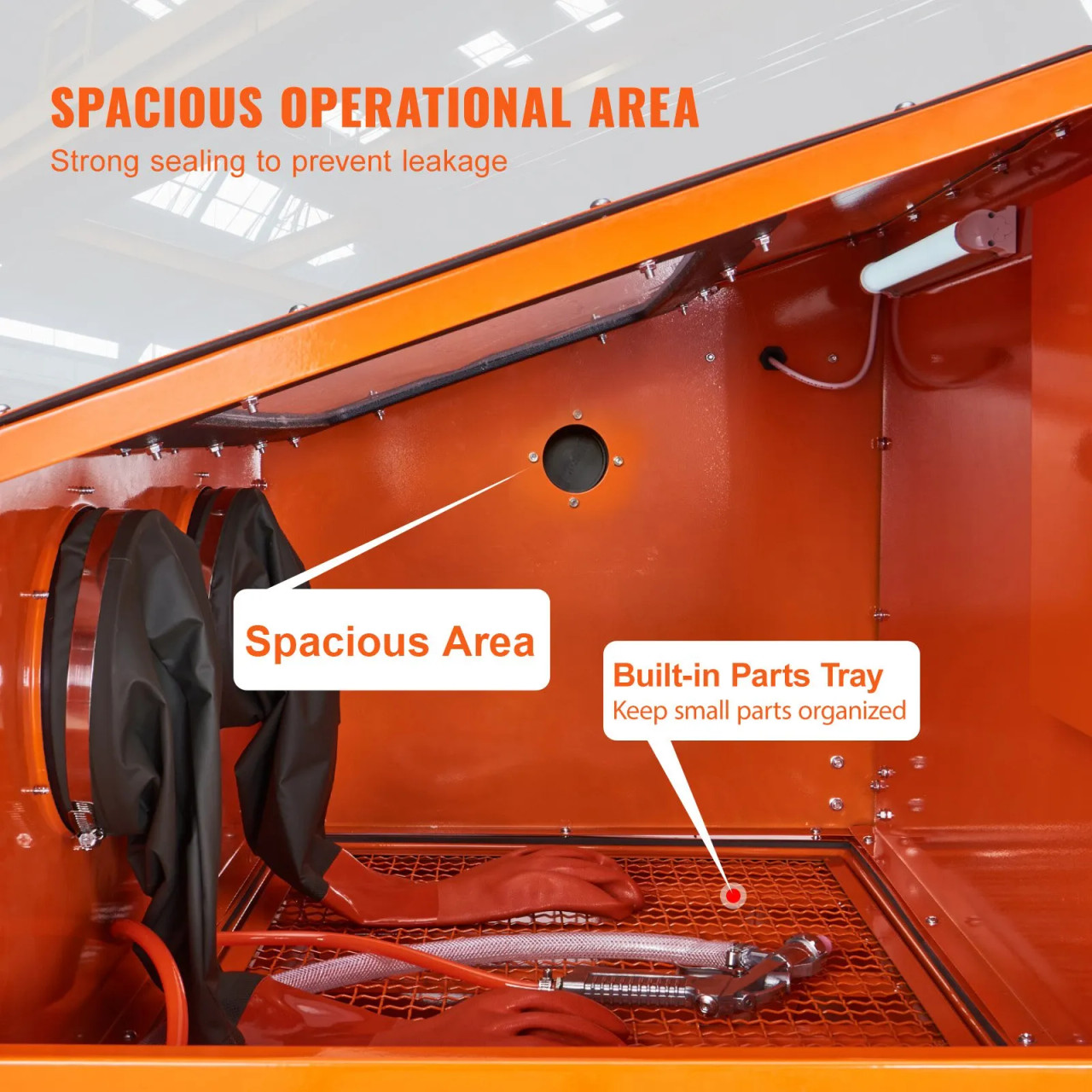 60 Gallon Sandblasting Cabinet with Stand, 40â€“120 PSI, Heavyâ€‘Duty Steel, Blasting Gun & 4 Ceramic Nozzles