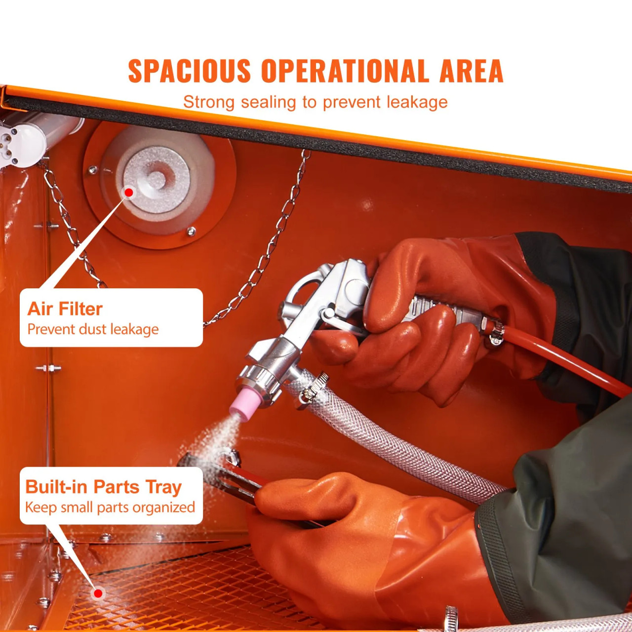 25 Gallon Portable Benchtop Sandblasting Cabinet, 40–120 PSI, Heavy‑Duty Steel, Blasting Gun & 4 Ceramic Nozzles