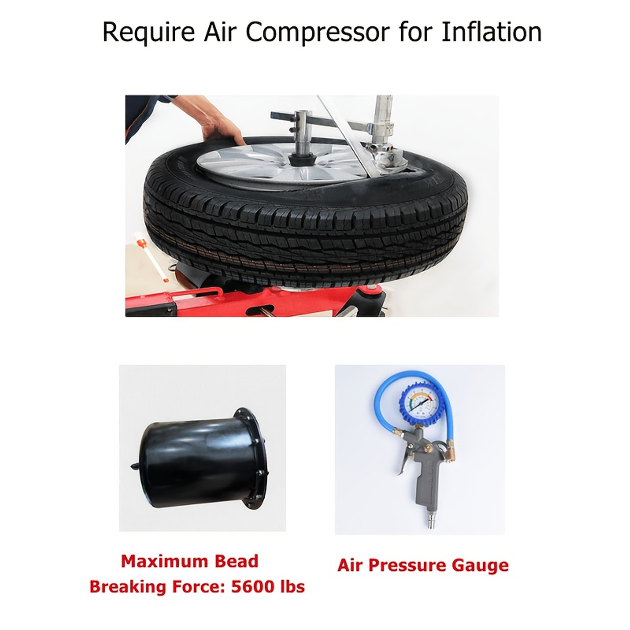 Lightweight Portable 1pc Mini Tire Changer - 39-inch Air Bead Breaker - Steel Material, Compact Design for Roadside Assistance & Mobile Car Repair, Compatible with Various Vehicle Models, Durable Steel Construction, Tire Maintenance