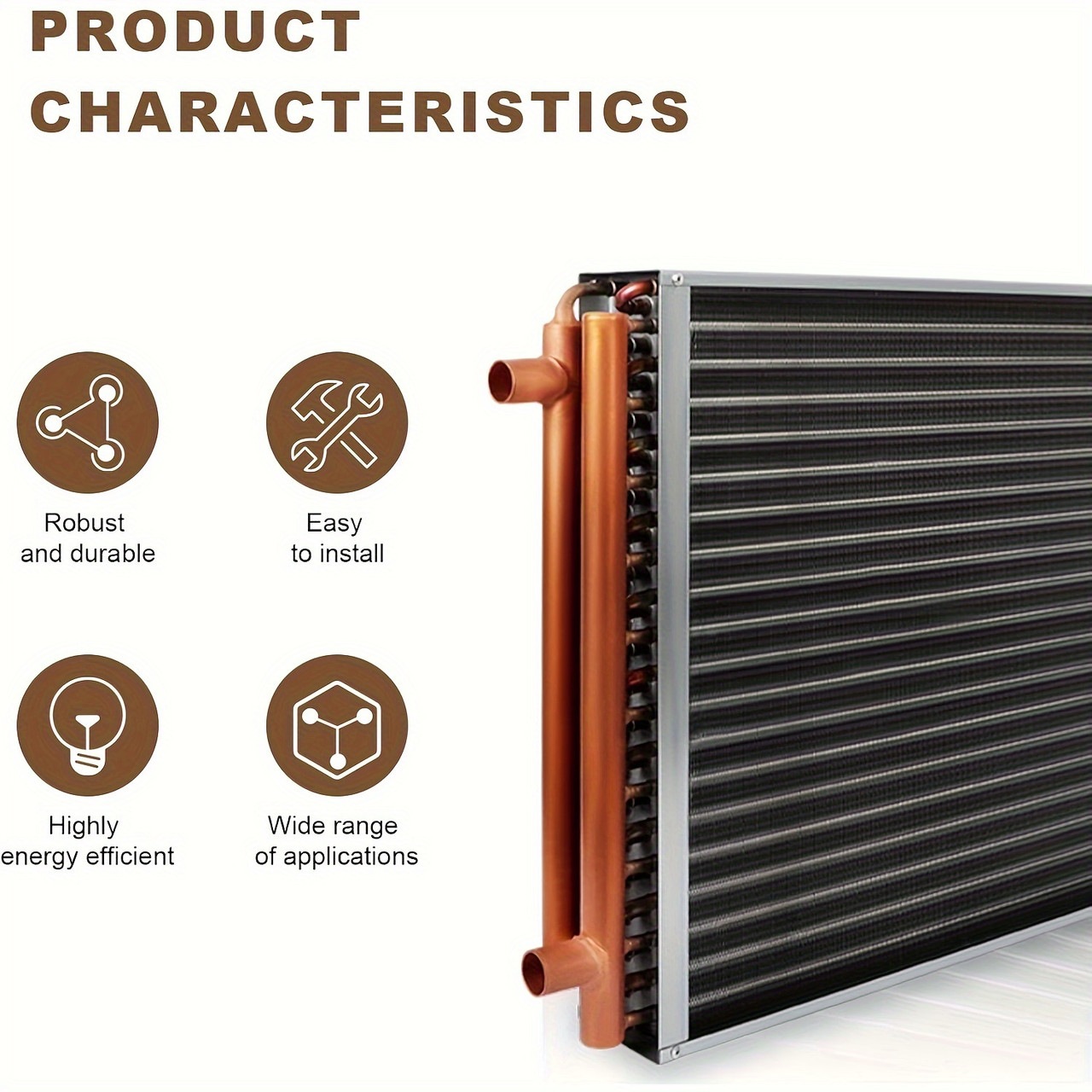 20x20" Water-to-Air Heat Exchanger with Copper Tubes – Hydronic Heating, Wood Furnace Compatible, High-Temp Resistant, Easy Install, No Electricity Required, Durable Steel Design for Heat Recovery Systems