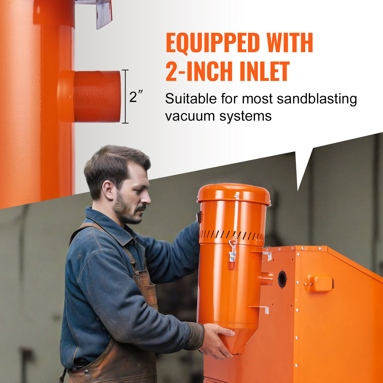 1.6-HP Dust Collection System - Dust Collector Media Reclaimer, 1.8 Gallon Capacity, Universal Fit for Sandblaster Cabinets and Media Blasters