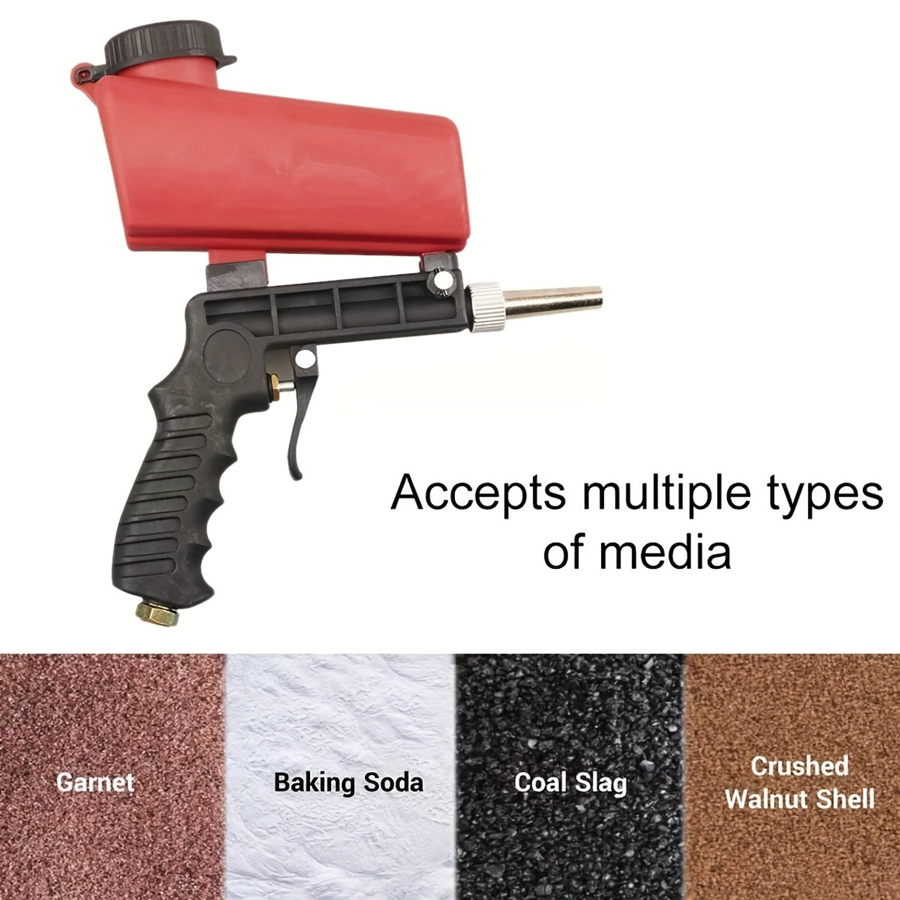 1pc 90psi Adjustable Sandblasting Gun, Portable Gravity Pneumatic Adjustable Small Air Blasting Derusting Sandblasting Sand Removal Blasting Power Machine