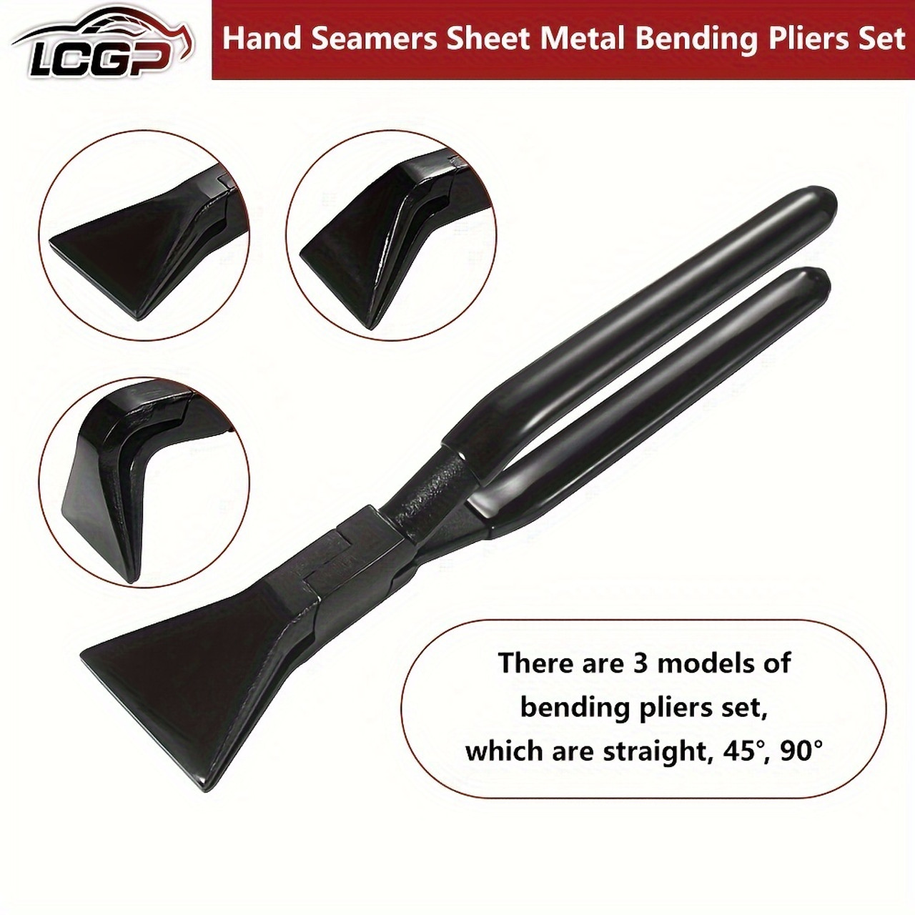 AUTO IST, 3 Pack Hand Seamers, Metal Bending Pliers Sheet Metal Tools Sewing Pliers With Non-Slip Grip Manual Edge Sealer, 60 Mm/ 2.4 Inch Multifunctional Curved Jaw Sheet Metal Bender Tool