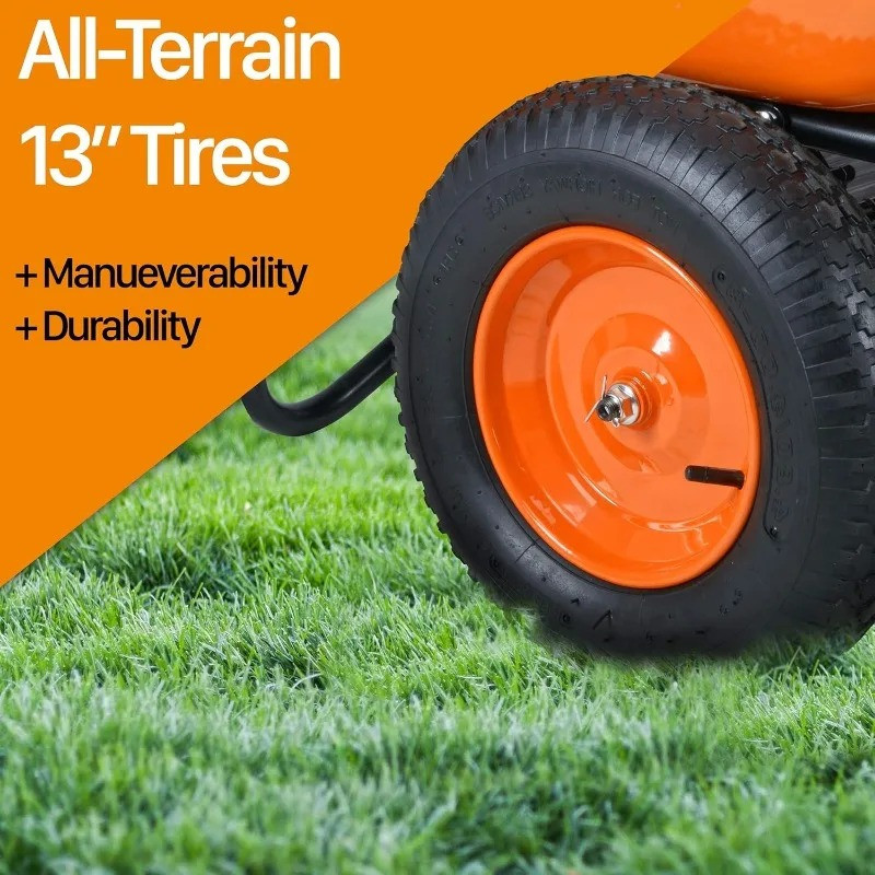 Electric Wheelbarrow â€“ 48V 2Ah Li-Ion Battery, 330 lbs (150 kg) Capacity, 4 Cu.Ft. Steel Powder Coated Tub