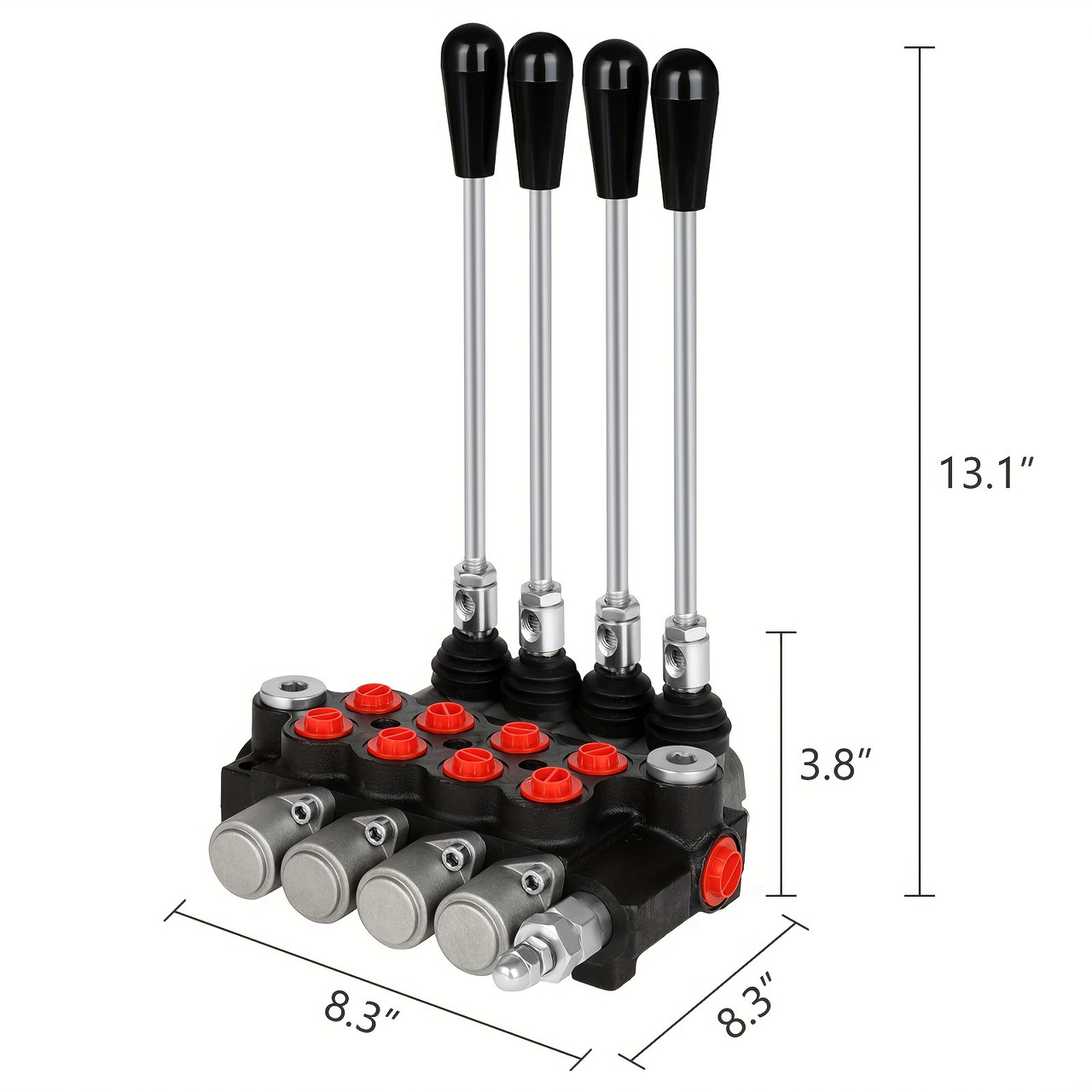 11 GPM Double Acting Hydraulic Flow Control Valve - 4 Spool G Ports Adjustable Relief Lever Handle Parallel Center - Tractor Loader W/Joystick for Small Tractors/Tanks Loaders Log Splitters
