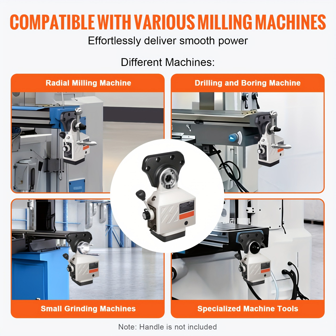 X-Axis Power Feed for Milling Machine, 450 In-lb Torque, 0-200RPM, 120V, 5/8" End Shaft Diameter - Precision Controlled Speed, Metal Construction, Includes Brackets and Accessories