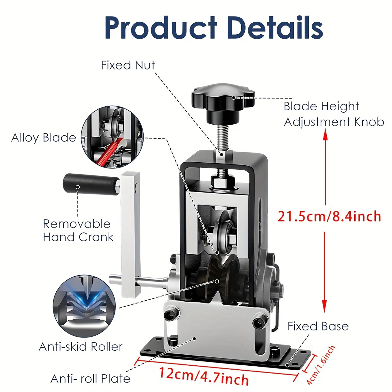 Drill-Powered Manual Wire Stripper Tool for Copper, 0.06-1 Inches Gauge - Hand Crank Design with Adjustable Jaws & Screws for Easy Scrap Recycling & DIY Projects, Metalworking Equipment | Industrial Look | Metal Wire Stripper, Wire Stripping Tool