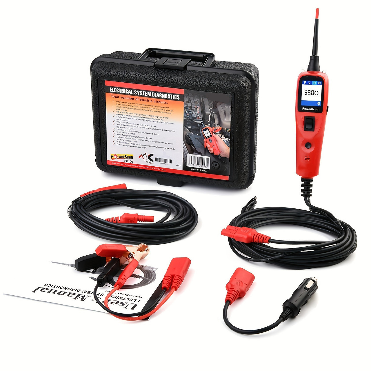 PowerScan Automotive Circuit Tester, 12V 24V Power Circuit Probe Kit, Digital Multimeter/Relay & Diode Resistance Tool, for Frequency/Duty Cycle/Voltage Test, Activating Component, w/ 20ft Cable, Without Battery