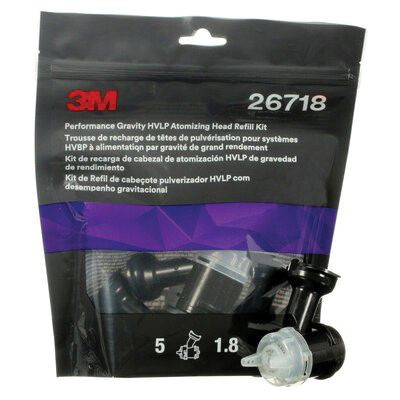 3Ma 26718 Atomizing Head Refill Kit, 1.8 mm Size, Clear, Use With: 3Ma 26832 HVLP Gravity Spray Gun