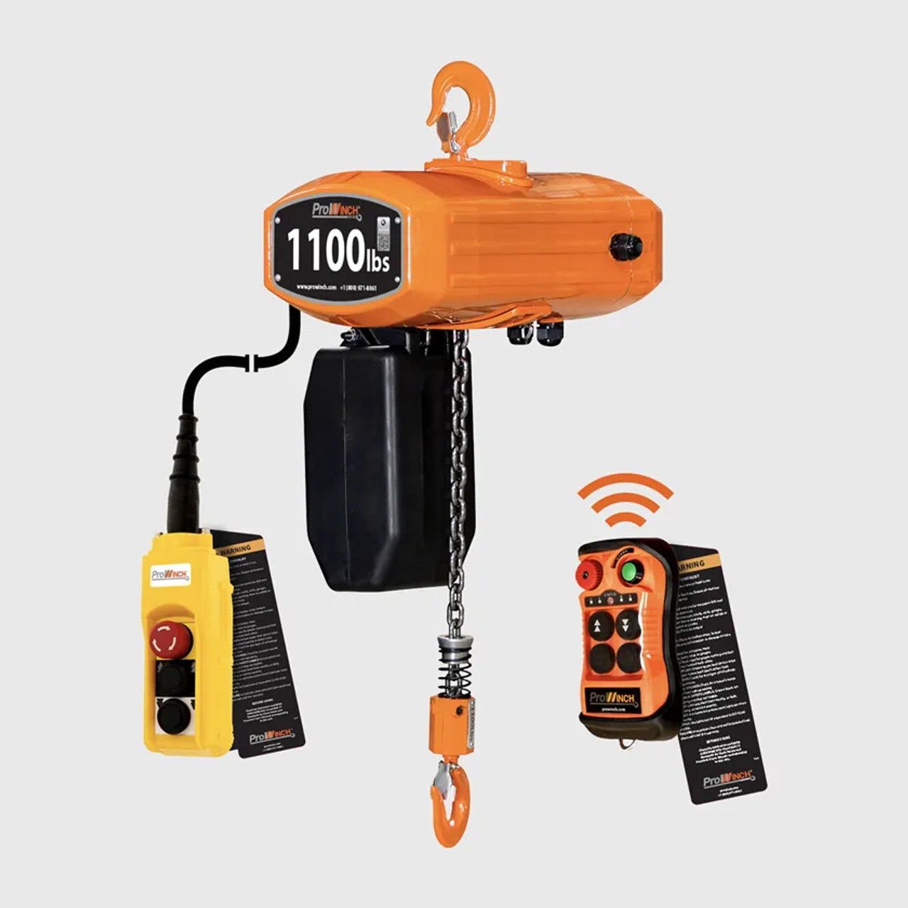 Prowinch 1/2 ton 1100 lb 2 Speed 208~240/440~480V Electric Chain Hoist 20 ft. FEC G80 Japan Chain H4 Duty Wireless 1200-PWJF05H4-2SW