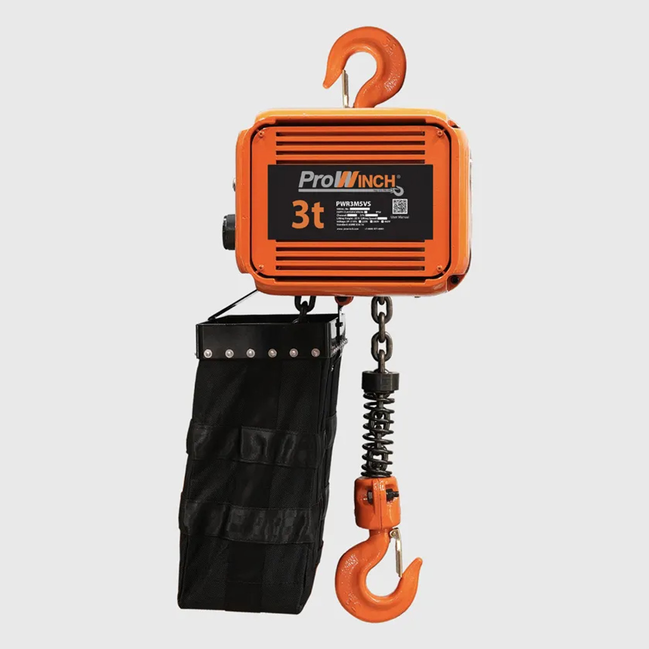 Prowinch 3 ton 6600 lb 380V~480V Variable Speed Electric Chain Hoist 30 ft. FEC G80 Japan Chain H4 Duty 1200-PWR3M5VS