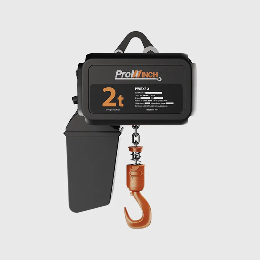 Prowinch 2 ton Electric Chain Hoist Variable Speed 110V 1Ã¸ 60HZ 20ft G100 Nickel Duty H4/M5 1200-PWRXF2-H4-VS-110