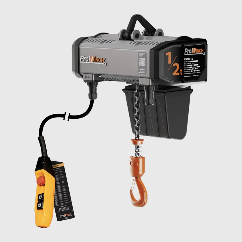 Prowinch 1/2 ton Electric Chain Hoist 1 Speed 208~240V / 440~480V 3Ã¸ 60HZ 13ft G100 Nickel Duty H4/M5 1200-PWRXF0.5-H4-1S-2.4
