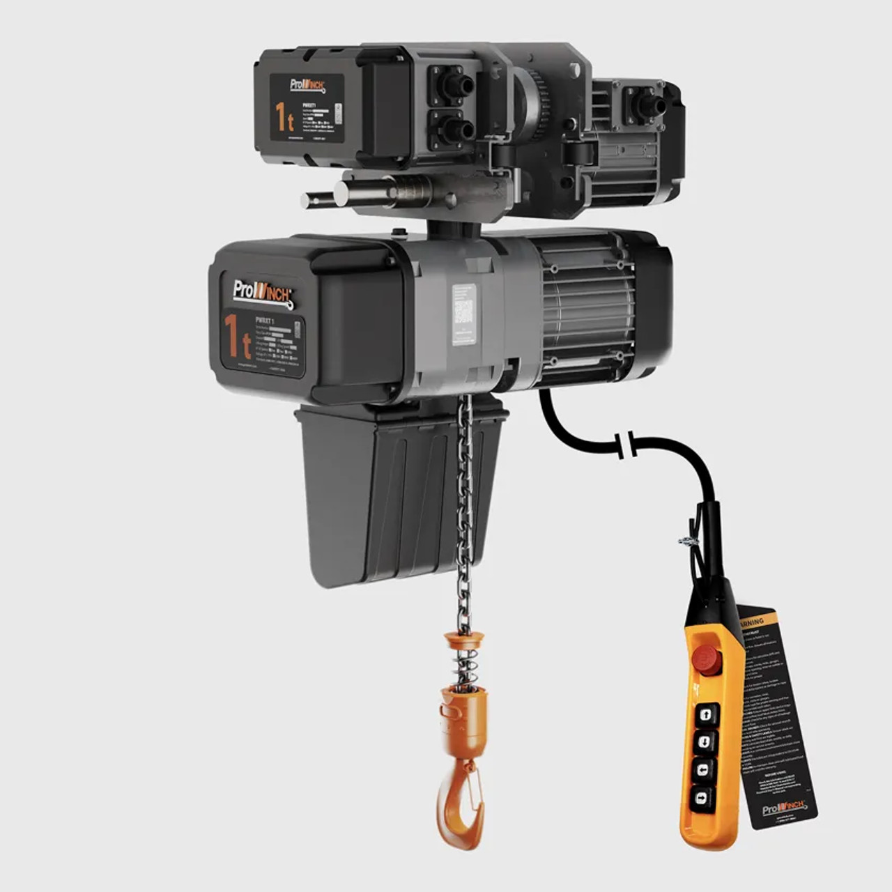 Prowinch 1 ton Electric Chain Hoist w/ Power Trolley 1 Speed 208~240V / 440~480V 3ø 60HZ 20ft G100 Nickel Duty H4/M5 PWRXT1-H4-1S-2.4