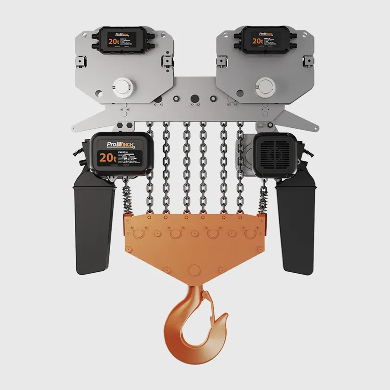 Prowinch 20 ton Electric Chain Hoist w/ Power Trolley Variable Speed Trolley 208~240V / 440~480V 3ø 60HZ 40ft G100 Nickel Duty H4/M5 PWRXT20-H4-1S-VST-2.4