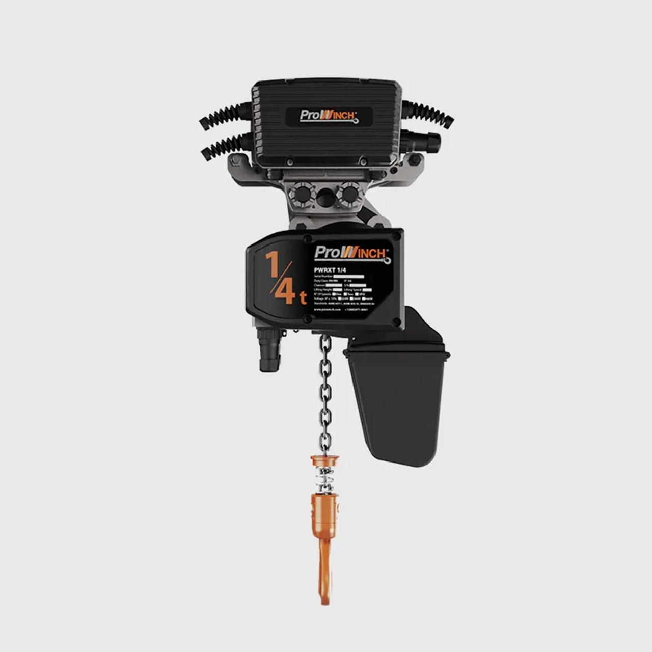 Prowinch 1/4 ton Electric Chain Hoist w/ Power Trolley 2 Speed 208~240V 3ø 60HZ 13ft G100 Nickel Duty H4/M5 PWRXT0.25-H4-2S-2
